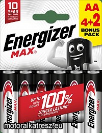 Energizer Max prémium alkáli ceruza elem AA LR6 6db-os csomag (1 csomag)