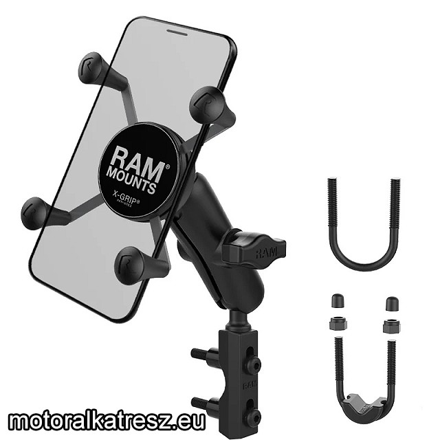 RAM Mount X-Grip telefontartó közepes nyakkal, állítható átmérőjű kormányra/kezelőszervek mellé adapterrel