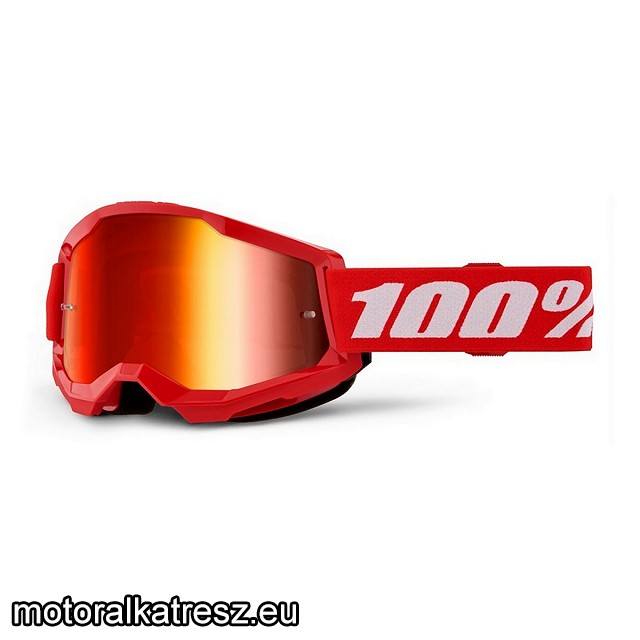 100% Strata2 50028-00018 piros védőszemüveg piros színű tükrös lencsével (cross/enduro/ATV/quad)