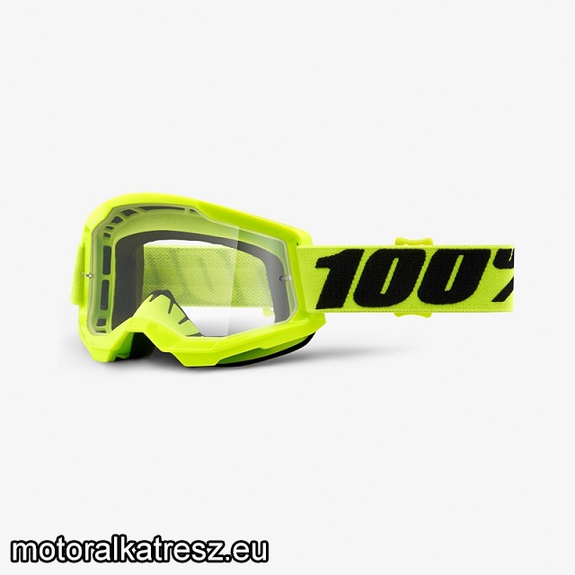 100% Strata2 50027-00016 neon sárga védőszemüveg víztiszta lencsével (cross/enduro/ATV/quad)