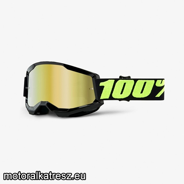 100% Strata2 fekete-uv védőszemüveg arany színű tükrös lencsével (cross/enduro/ATV/quad) 50028-00022