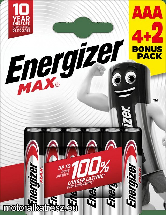   Energizer Max prémium alkáli mikro elem AAA LR3 6db-os csomag