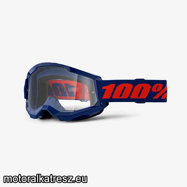 100% Strata2 50027-00021 navy kék-piros védőszemüveg víztiszta lencsével (cross/enduro/ATV/quad)