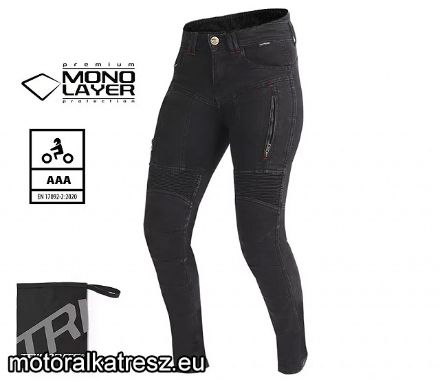 Trilobite Parado Monolayer női fekete színű motoros farmernadrág, slim fit, AAA, 26