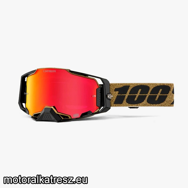 100% Armega Hiper Glory fekete-arany védőszemüveg piros lencsével (cross/enduro/ATV/quad)