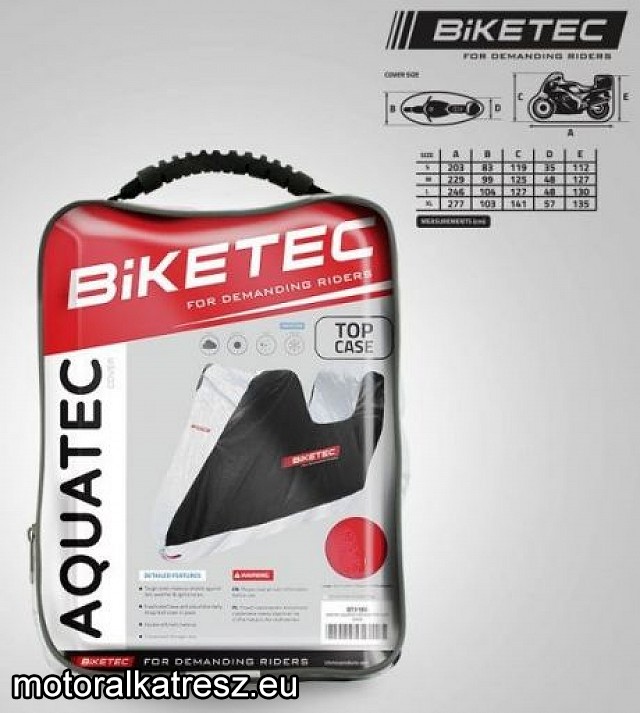 Biketec Aquatec kültéri vízálló L motortakaró ponyva hátsó dobozos motorokhoz BT3186